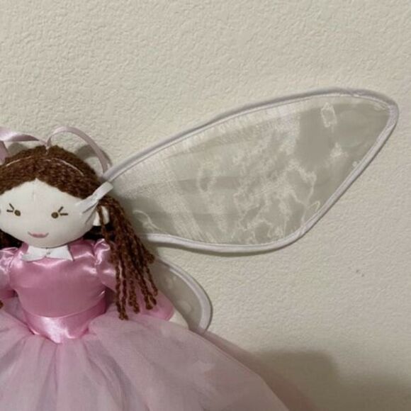 Pottery Barn Kids Designer Doll Butterfly Wings Fairy Pink Tulle Brown Hair - Picture 5 of 12